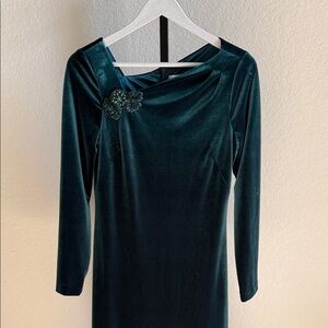 Rickie Freeman for Teri Jon Teal Green Velvet Dress